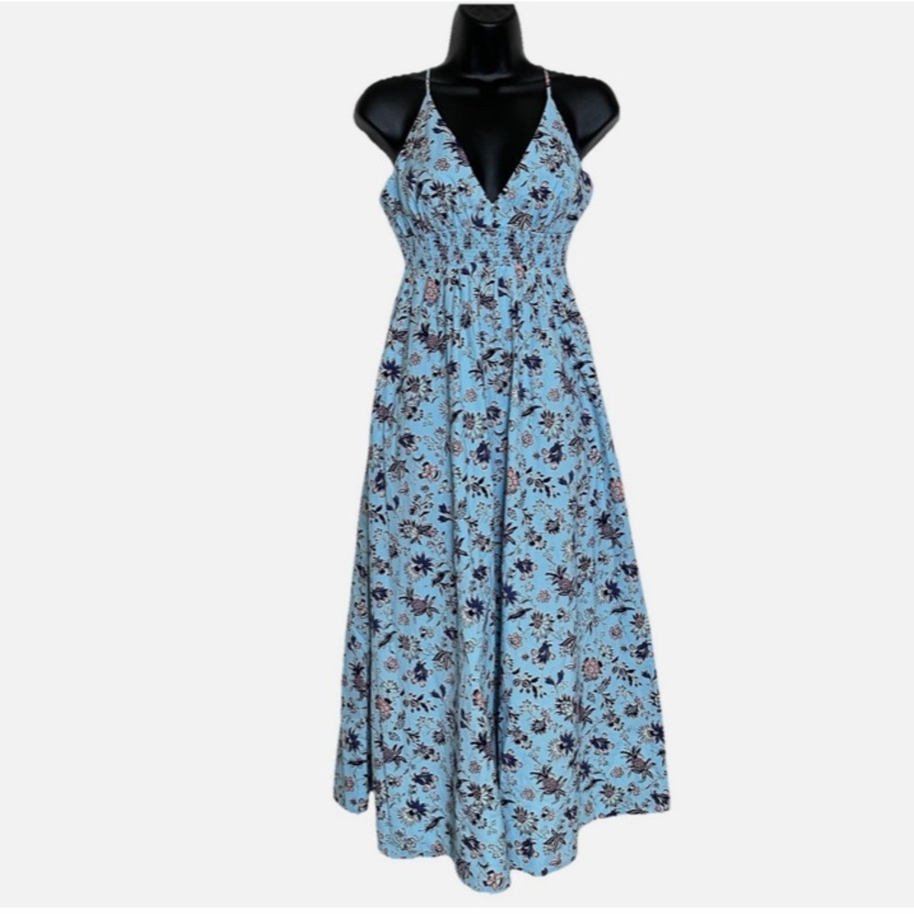 NWT! Vineyard Vines Sconset Maxi Dress Sundress Size: L,Blue Paisley Floral Cape